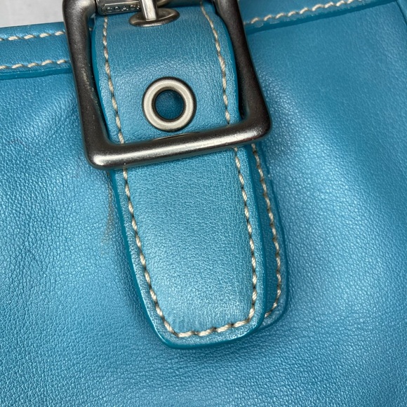 Coach Blue Leather Stitch Tote - Picture 9 of 14